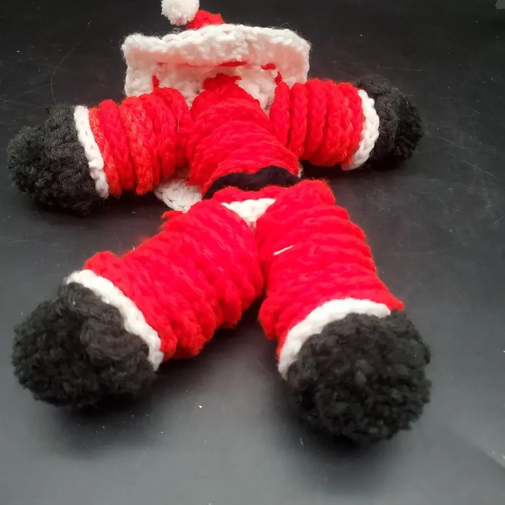 Vintage Hand Crocheted Mrs. Claus Doll Christmas Decoration Yarn Figure 12 Inch